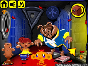 Игра Счастливая Обезьянка 675: Красавица и Чудовище (Monkey GO Happy Stage 675: Beauty and the beast A mutant ghoul looks for a beauty cure-all) — играть онлайн бесплатно (изображение №2)