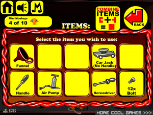 Игра Счастливая Обезьянка 679: Группа Гоблинов Строит Гоночную Машину (Monkey GO Happy Stage 679: A group of goblins working in a car shop to build their own race car) — играть онлайн бесплатно (изображение №4)