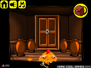Игра Счастливая Обезьянка 693: 10 Дверей (Monkey GO Happy Stage 693: Monkey escape room. 10 doors. Krampus and Santa theme-weighing monkey kids) — играть онлайн бесплатно (изображение №4)