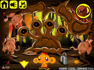 Игра Счастливая Обезьянка 697: Мальчик и Его Телевизор (Monkey GO Happy Stage 697: A boy finds out there is a world inside of his TV Happy NEW YEAR) — играть онлайн бесплатно (изображение №3)