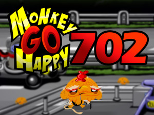 Игра Счастливая Обезьянка 702: Автобан с Участием Енота Пески (Monkey GO Happy Stage 702: Autobahn Theme Featuring Pesky the Raccoon) — играть онлайн бесплатно (изображение №1)