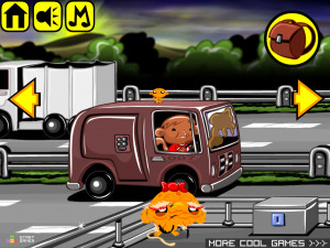 Игра Счастливая Обезьянка 702: Автобан с Участием Енота Пески (Monkey GO Happy Stage 702: Autobahn Theme Featuring Pesky the Raccoon) — играть онлайн бесплатно (изображение №3)