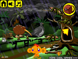 Игра Счастливая Обезьянка 712 (Monkey GO Happy Stage 712: Monkey prepare and rescue the unique animals of New Zealand, northland storm) — играть онлайн бесплатно (изображение №2)