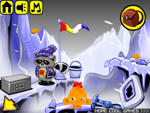 Игра Счастливая Обезьянка 716: Арктическая Метель и Енот Пески (Monkey GO Happy Stage 716: Arctic Blizzard Featuring Pesky the Raccoon) — играть онлайн бесплатно (изображение №2)