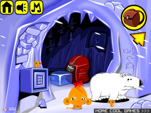 Игра Счастливая Обезьянка 716: Арктическая Метель и Енот Пески (Monkey GO Happy Stage 716: Arctic Blizzard Featuring Pesky the Raccoon) — играть онлайн бесплатно (изображение №3)