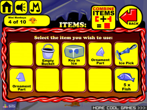 Игра Счастливая Обезьянка 716: Арктическая Метель и Енот Пески (Monkey GO Happy Stage 716: Arctic Blizzard Featuring Pesky the Raccoon) — играть онлайн бесплатно (изображение №4)