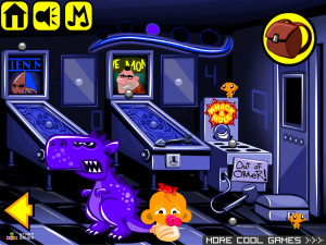 Игра Счастливая Обезьянка 732 (Monkey GO Happy Stage 732: Pinball Monkey avatar movie with big bad dinosaur) — играть онлайн бесплатно (изображение №3)
