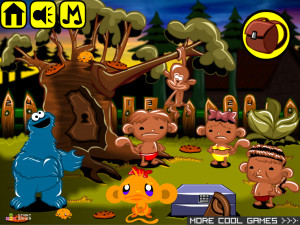 Игра Счастливая Обезьянка 742 (Monkey GO Happy Stage 742: Kookie monster and Pin the tail on the monkey) — играть онлайн бесплатно (изображение №2)