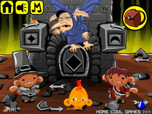 Игра Счастливая Обезьянка 780: Неуклюжие Охотники на Ведьм (Monkey GO Happy Stage 780: Clumsy Witch Hunters) — играть онлайн бесплатно (изображение №2)