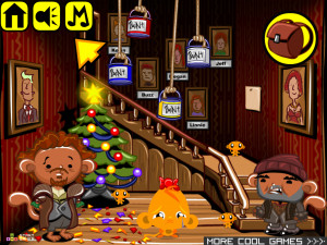 Игра Счастливая Обезьянка 800: Обезьянка Одна Дома на Рождество  (Monkey GO Happy Stage 800: Monkey Christmas Home Alone Theme!) — играть онлайн бесплатно (изображение №2)
