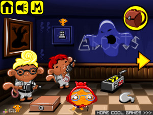 Игра Счастливая Обезьянка 810: Охотники за Привидениями и Призрак Хэллоуина (Monkey GO Happy Stage 810: Ghostbusters and the ghost of halloween theme) — играть онлайн бесплатно (изображение №2)