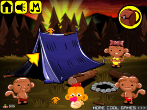 Игра Счастливая Обезьянка 826: Обезьянки Отправляются в Поход  (Monkey GO Happy Stage 826: Monkey GO Camping Theme) — играть онлайн бесплатно (изображение №2)