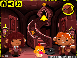 Игра Счастливая Обезьянка 830: Посещение Хогвартса (Monkey GO Happy Stage 830: Monkey Visiting Hogwarts) — играть онлайн бесплатно (изображение №2)