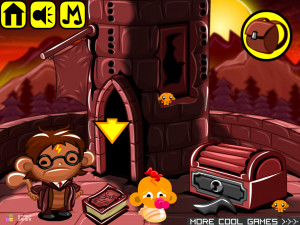 Игра Счастливая Обезьянка 830: Посещение Хогвартса (Monkey GO Happy Stage 830: Monkey Visiting Hogwarts) — играть онлайн бесплатно (изображение №3)