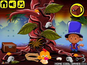 Игра Счастливая Обезьянка 840: Фокусник и Туалетная Бумага  (Monkey GO Happy Stage 840: Monkey Loo Roll Magician Beanstalk Theme) — играть онлайн бесплатно (изображение №2)