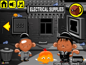 Игра Счастливая Обезьянка 852: Лорел и Харди, Стэн и Олли Попадают в Беду (Monkey GO Happy Stage 852: Laurel and Hardy, Stan en Ollie getting into trouble theme) — играть онлайн бесплатно (изображение №2)