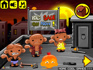 Игра Счастливая Обезьянка 854: Обезьянки Против Взрослых (Monkey GO Happy Stage 854: Monkeys VS Patrons theme) — играть онлайн бесплатно (изображение №2)