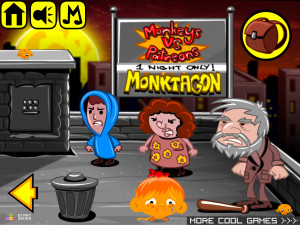 Игра Счастливая Обезьянка 854: Обезьянки Против Взрослых (Monkey GO Happy Stage 854: Monkeys VS Patrons theme) — играть онлайн бесплатно (изображение №3)