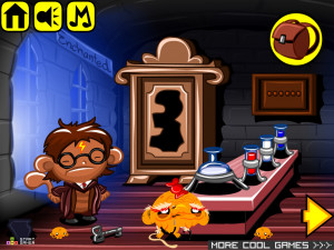 Игра Счастливая Обезьянка 860: Школа Волшебников Мистической Обезьяны (Monkey GO Happy Stage 860: Mystical Monkey's Wizard School: spells and enchanted THEME) — играть онлайн бесплатно (изображение №2)