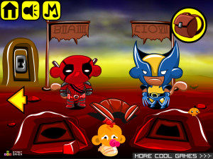 Игра Счастливая Обезьянка 866: Обезьяна Дэдпул и обезьяна Росомаха (Monkey GO Happy Stage 866: Monkey Deadpool and Monkey wolverine theme) — играть онлайн бесплатно (изображение №2)