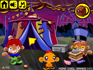 Игра Счастливая Обезьянка 872: Жуткие Карнавальные Клоуны (Monkey GO Happy Stage 872: Creepy Carnival Clowns Theme) — играть онлайн бесплатно (изображение №2)