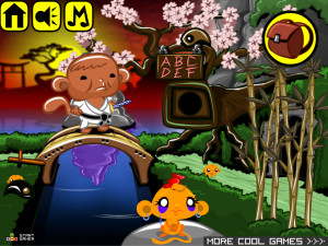 Игра Счастливая Обезьянка 876: Японский Дзен-сад с Цветущей Сакурой (Monkey GO Happy Stage 876: Japanese Zen garden cherry blossoms, koi ponds, bamboo forests Theme) — играть онлайн бесплатно (изображение №2)
