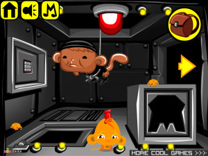 Игра Счастливая Обезьянка 878: Ограбление Хранилища Повышенной Безопасности (Monkey GO Happy Stage 878: Monkey Heist high-security vault theme) — играть онлайн бесплатно (изображение №2)