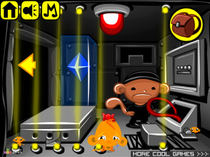 Игра Счастливая Обезьянка 878: Ограбление Хранилища Повышенной Безопасности (Monkey GO Happy Stage 878: Monkey Heist high-security vault theme) — играть онлайн бесплатно (изображение №3)