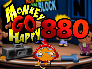 Игра Счастливая Обезьянка 880 (Monkey GO Happy Stage 880: New Monkeys On Block Theme) — играть онлайн бесплатно (изображение №1)