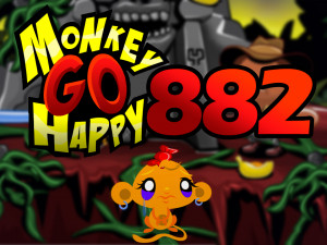 Игра Счастливая Обезьянка 882: Индиана Джонс и Храм Бананов (Monkey GO Happy Stage 882: Monkey indiana jones and the Temple of Bananas Theme) — играть онлайн бесплатно (изображение №1)
