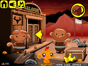 Игра Счастливая Обезьянка 900: Рождественский Вызов Ковбоя в Бочонке (Monkey GO Happy Stage 900: Monkey cowboy christmas Barrel challenge theme) — играть онлайн бесплатно (изображение №2)