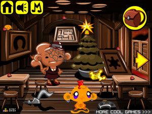 Игра Счастливая Обезьянка 900: Рождественский Вызов Ковбоя в Бочонке (Monkey GO Happy Stage 900: Monkey cowboy christmas Barrel challenge theme) — играть онлайн бесплатно (изображение №3)