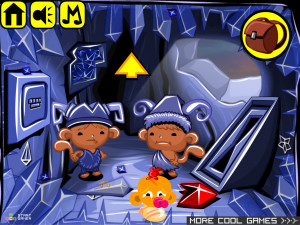 Игра Счастливая Обезьянка 904: Хрустальные Пещеры со Светящимися Кристаллами (Monkey GO Happy Stage 904: The Crystal Caverns glowing crystals theme) — играть онлайн бесплатно (изображение №2)