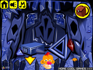 Игра Счастливая Обезьянка 904: Хрустальные Пещеры со Светящимися Кристаллами (Monkey GO Happy Stage 904: The Crystal Caverns glowing crystals theme) — играть онлайн бесплатно (изображение №3)