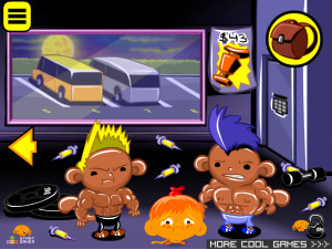 Игра Счастливая Обезьянка 910: Стероидные Бодибилдеры (Monkey GO Happy Stage 910: Steroid bodybuilders / Full Moon Theme) — играть онлайн бесплатно (изображение №3)