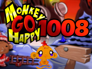 Игра Счастливая Обезьянка 1008: Обезьяна Санта Рождество 2025 (Monkey GO Happy Stage 1008: Monkey Santa Xmas 2025) — играть онлайн бесплатно (изображение №1)